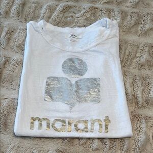 Isabel Marant White Tee with Silver and Gold Logo